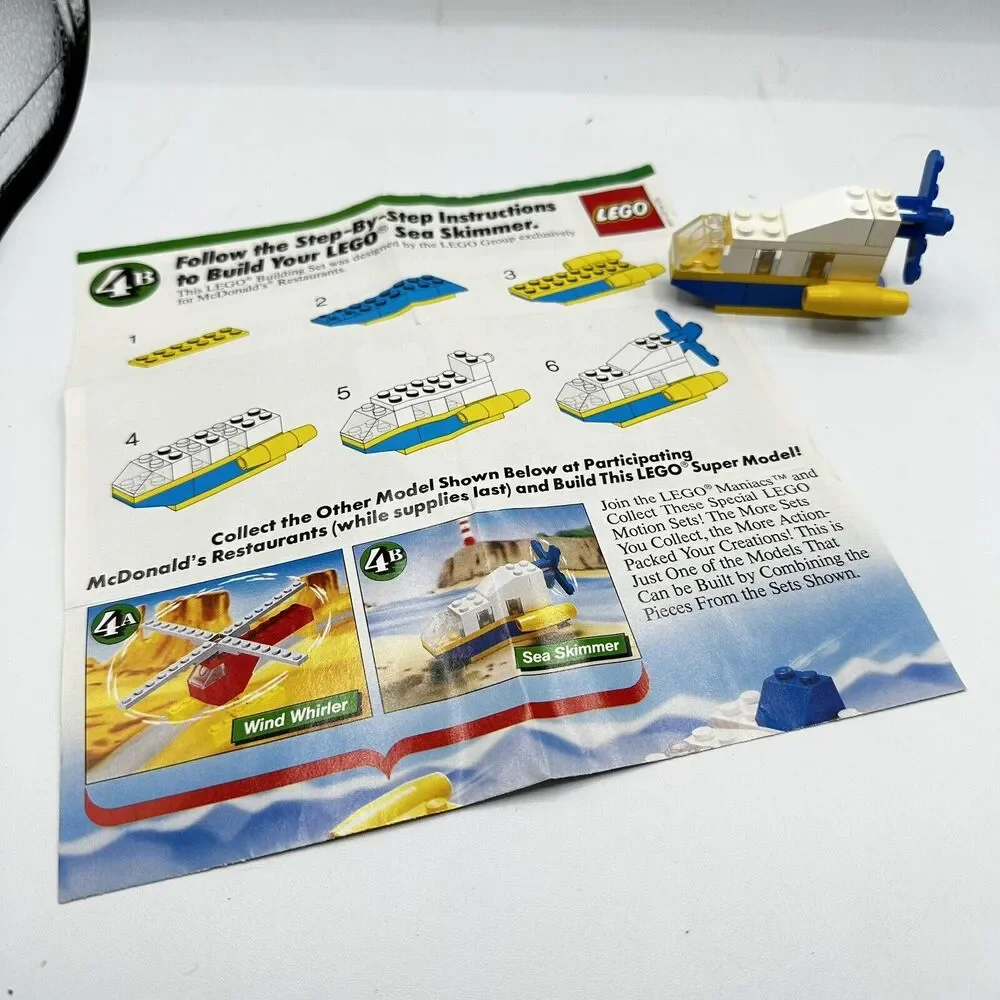 Vintage 1980s McDonalds Happy Meal LEGO Basic: Sea Skimmer (1649) With Guide
